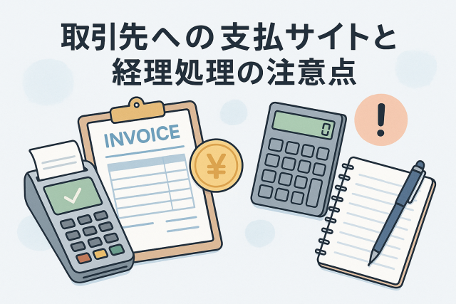 取引先への支払サイトと経理処理における注意点、掛取引の落とし穴をわかりやすく伝える記事のアイキャッチ画像