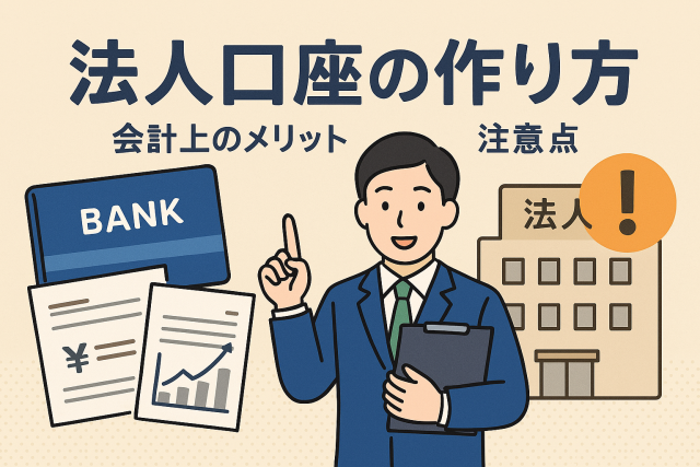 法人口座の開設方法と会計上のメリット・注意点をわかりやすく解説する記事のアイキャッチ画像