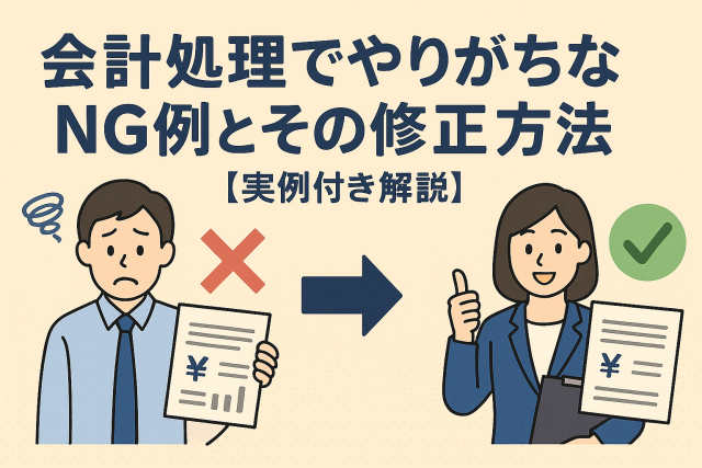 会計処理でよくあるNG例とその修正方法を実例付きで解説する記事のアイキャッチ画像